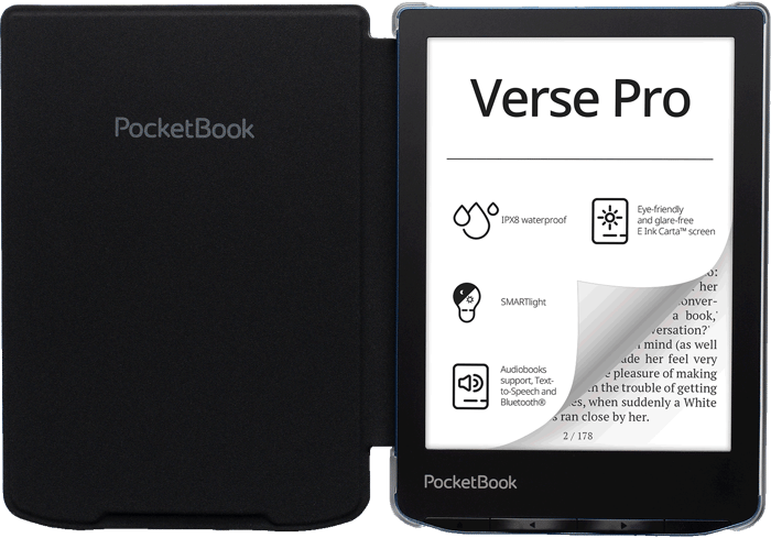 Funda 6" Shell negra con trasera transparente para e-readers de la serie Verse