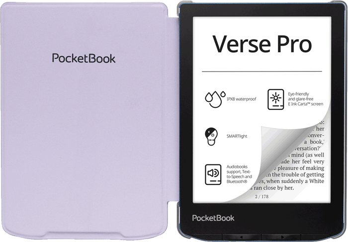 Funda 6" Shell lavanda con trasera transparente para e-readers de la serie Verse