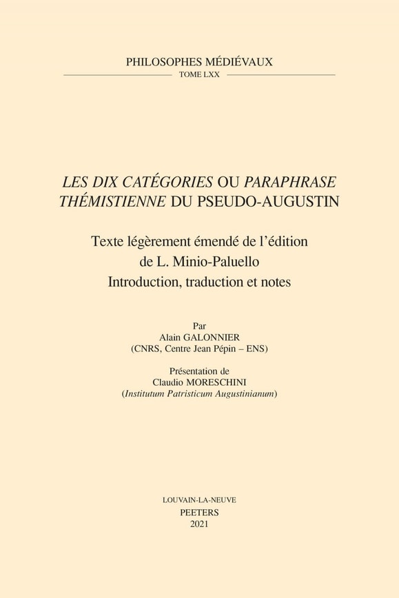 'Les dix Categories' ou 'Paraphrase themistienne' du Pseudo-Augustin