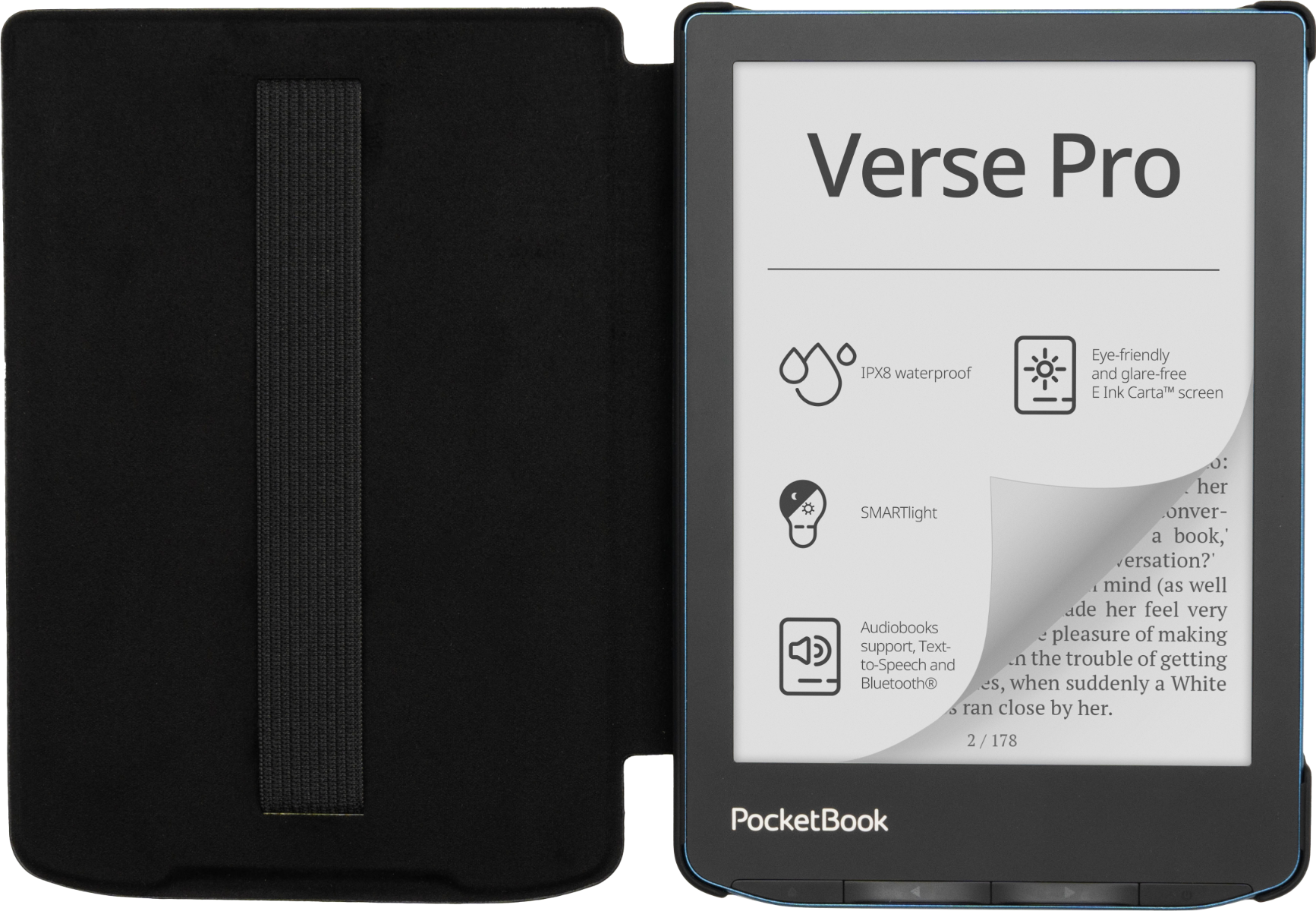 Funda 6" Shell negra con sujeción para e-readers de la serie Verse