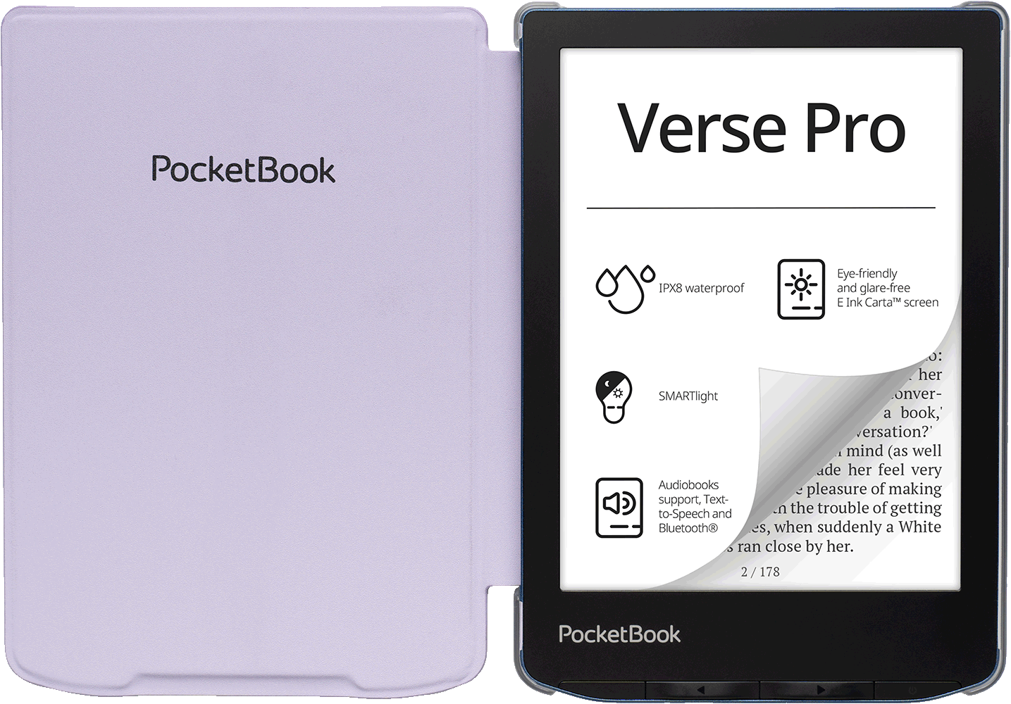Funda 6" Shell lavanda con trasera transparente para e-readers de la serie Verse