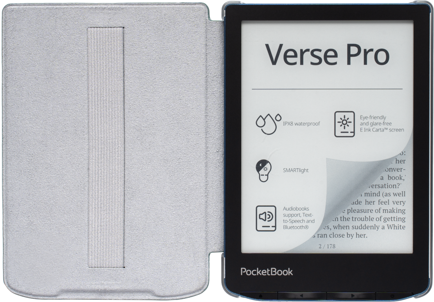 Funda 6" Shell verde salvia con sujeción y trasera transparente para e-readers de la serie Verse